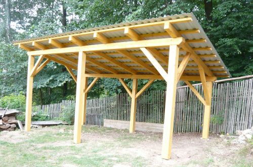 Pergola konstrukce smrk - krytina trapézový plech
